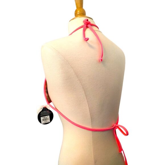 NWT⭐Body Glove Push Up Tie Neck Cleavage builder bikini top Neon Pink Stripes - Picture 7 of 16